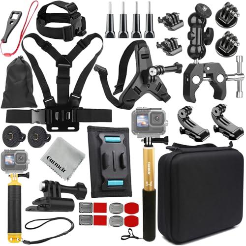 Gurmoir Kit di accessori per Gopro 13/12/11/10/9/Osmo Action 5 pro/4/3/Insta 360 X5/X4/X3 e più fotocamera d'azione, Supporto bici per manubrio/Supporto per casco Kit per Gopro/Insta 360 (DT18)