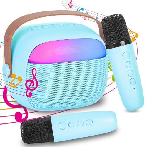Karaoke per Bambini e Adulti con 2 Microfoni Senza Fili Bluetooth
