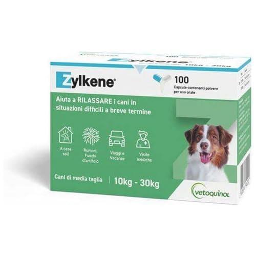 Zylkene Mangime Complementare | Cani 10-30 kg | Rilassante per situazioni di disagio |, 100 capsule da 225 mg
