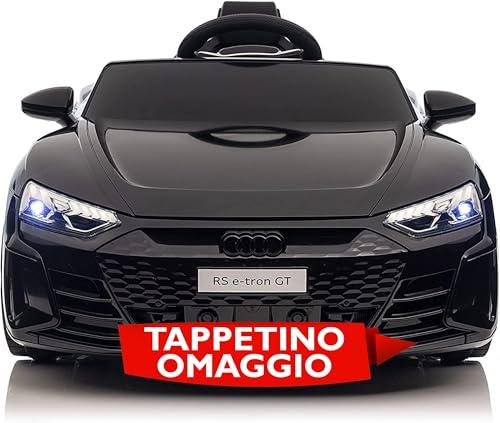 Audi RS e-tron GT Macchina Elettrica Per Bambini 12V con Sedile in Pelle Tappetino Omaggio | Auto Elettrica per Bambini Full Optional (Nero)