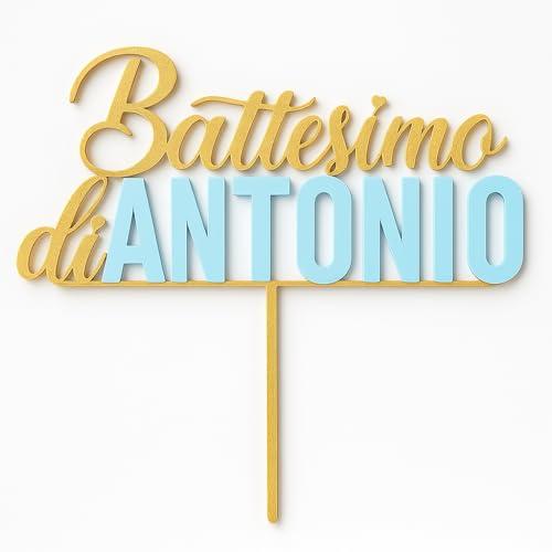 Cake Topper Personalizzato Battesimo – Scritta Battesimo con nome a scelta – Decorazione Torta Personalizzabile nei Colori e nel Nome