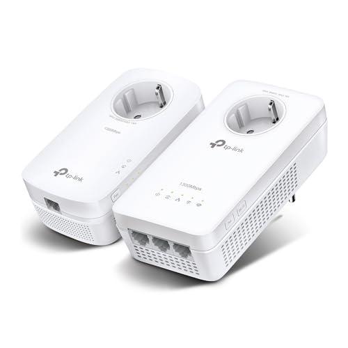 Tp-Link Tl-Wpa8631P Kit Powerline Wifi, Av1300 Mbps Su Powerline, Ac1200 Mbps Su Wifi Dual Band, 3 Porte Gigabit, Plug And Play, AV1300 Wi-Fi AC1200 con presa, Bianco