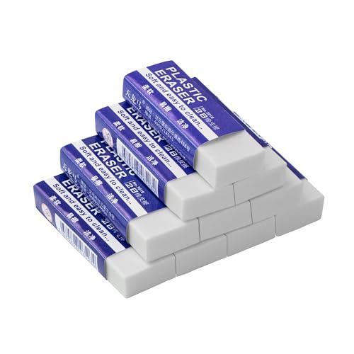 EULANT Gomma da Cancellare 10 Pezzi, Morbido Gomma ​Bianche 2B con Scatola di Immagazzinaggio per Studenti Insegnanti Disegno Schizzi Scrittur Scuole Uffici Belle arti