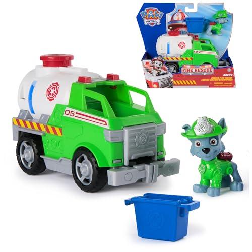 Paw Patrol Fire Rescue: Autocisterna Antincendio di Rocky con Personaggio, Tenaglia e Camion Giocattolo, Giocattoli per Bambini e Bambine, 3+ Anni