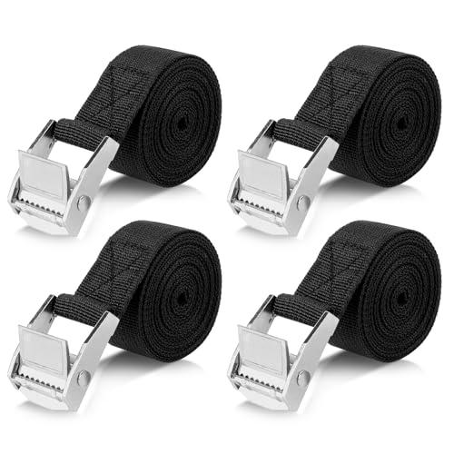 Romon Cinghie di Fissaggio 2M, Set di 4 Cinghie a Cricchetto con Fibbia da 25MM, Sicura del Carico Resistenza Fino a 250KG, Cinghia di Ancoraggio con Chiusura per Moto Bicicletta Truck