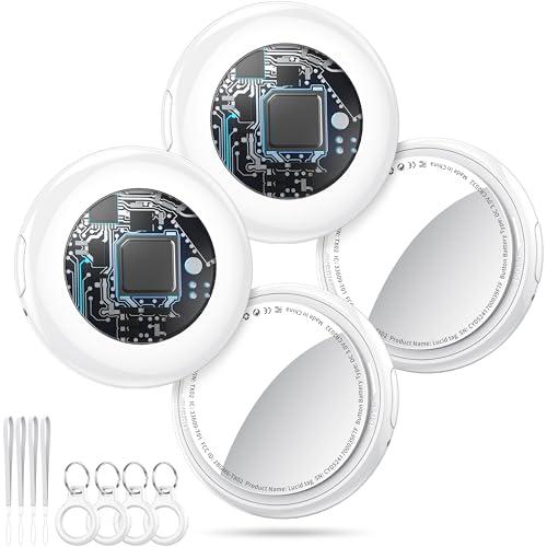 Tukio Air Tracker Tags 4 Pack Bianco, Smart Tracker Localizzatore Funziona con Apple Dov'è App (solo iOS, NON per Android), Bluetooth Trova Oggetti per Chiavi/Valigie/Portafogli, Batteria Sostituibile