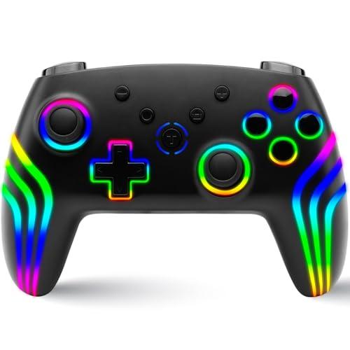NITHO NEXUS Wireless Controller Compatibile con Switch/Switch 2/PC/Android/iOS, Gamepad con LED RGB, Trigger effetto Hall, Giroscopico a 6 assi, Turbo, Joystick ergonomico - Nero