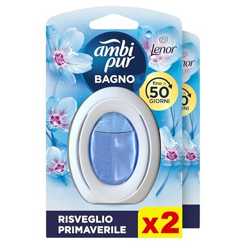 Ambi Pur Bagno Profumatore per Ambienti ad Azione Continua, 2 pezzi, Lenor Risveglio Primaverile, Eliminazione e Prevenzione degli Odori, fino a 50 giorni di Profumo