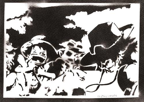 moreno-mata Autentici Graffiti Fatti a Mano One... Handmade Poster Anime e Manga Luffy Ace e Sabo Quadro Moderno Soggiorno Decorazione Parete Regalo Uomo e Donna