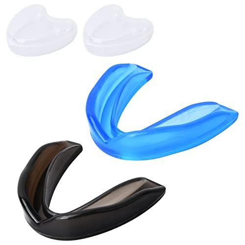 2 Pezzi Paradenti Sportivo blu e nero con Scatola igienica atletiche paradenti professionale protezioni per la bocca per judo boxe MMA karate judo muay thai arti marziali e altri sport di contatto