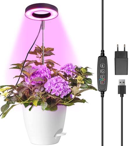 Qoolife Lampada per Piante, Luci di crescita a spettro completo a LED per piante da interno, Lampade Coltivazione con Timer 3/9/12H, 10 Luminosità, 3 modalità, ideale per piccole piante