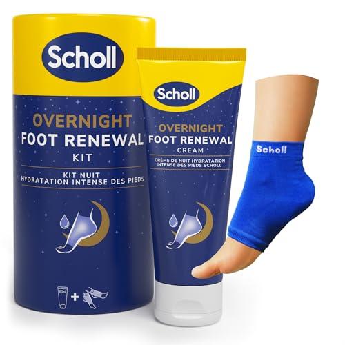 Scholl Overnight Foot Renewal Kit, Kit da Notte per l'Idratazione Intensa dei Piedi Secchi con Talloni Screpolati, Contiene 1 Crema Piedi Idratante con Urea al 5% e 1 Paio di Calzini Riutilizzabili