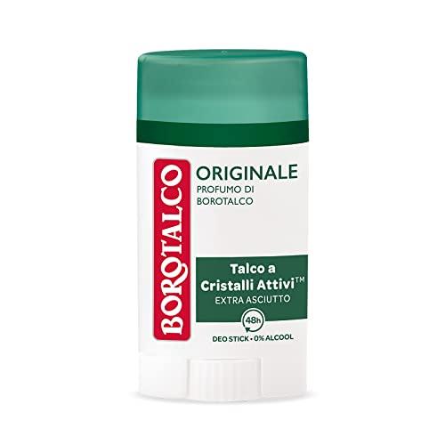 Borotalco, Deodorante Stick Originale, Formula Senza Alcool e Sali di Alluminio, con Talco a Cristalli Attivi, Tripla Protezione Asciutta, Profumo di Borotalco - Formato da 40 ml