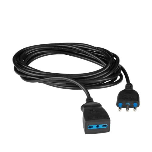 Poly Pool PP0385.1XAM Prolunga elettrica da 5 metri, cavo H05VV-F 3x1mmq, Spina 16A 2P+T e presa bivalente 10-16A 2P+T Colore Nero