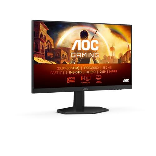 AOC Gaming 24G42E Monitor FHD da 24 pollici, 180 Hz, 1 ms, FreeSync Prem., G-Sync comp., HDR10 1920x1080, HDMI, DisplayPort nero grigio, 24 pollice FHD IPS, Supporto fisso - Gsync