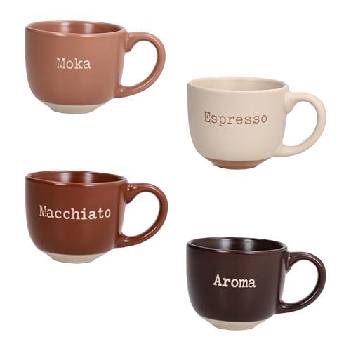 Tognana, Confezione 4 tazze caffè senza piatto 100 cc Barista, New Bone China, Multicolor