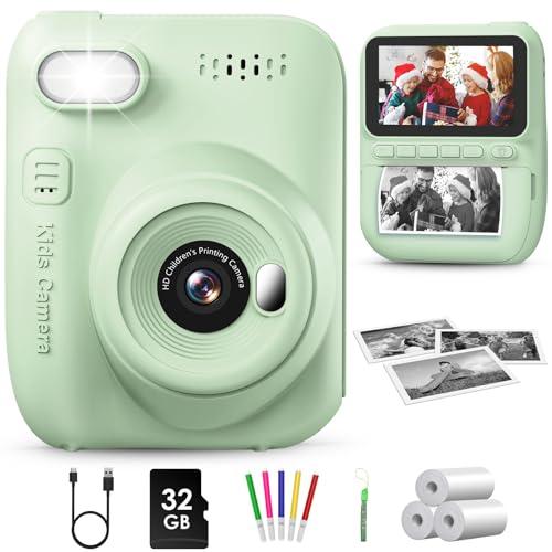 GREENKINDER Macchina Fotografica Bambini Istantanea, 3,0 Pollici 14MP Fotocamera Istantanea Bambini con 32GB Scheda, 1080P Fotocamera Digital per Bambini, Giocattolo Regalo per Bambino da 3-12 Anni