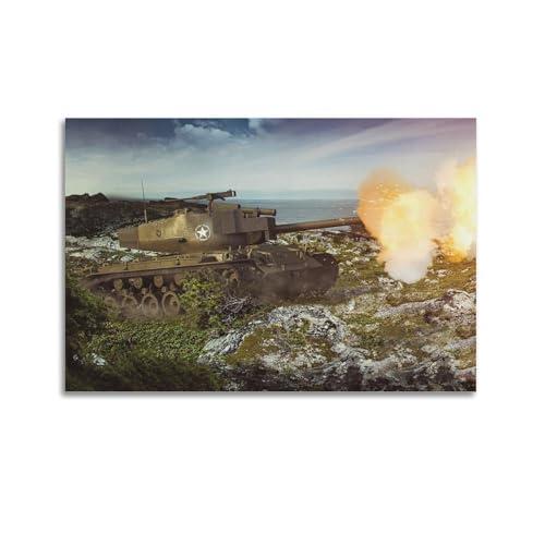 YTNSA Poster vintage T26E4 con carri armati della Seconda Guerra Mondiale, poster decorativo su tela, poster decorativo da parete su tela, poster decorativo moderno per camera da letto, per la camera