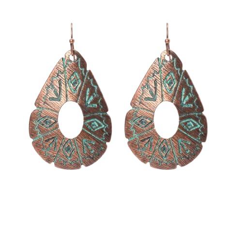 ⊹⊱❁ GOCCE ETNICHE CON PATINA E RAME - ORECCHINI TRIBALI ❁⊰⊹ bellissimi orecchini etnici con eleganti ganci per le orecchie