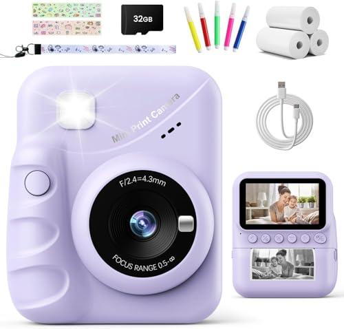 TIATUA Macchina Fotografica Bambini Istantanea, 3.0 Pollici 48MP Fotocamera Digitale Bambini con 32GB Scheda & Papier Photo, Regalo di Natale per Bambin i dai 3-12 Anni