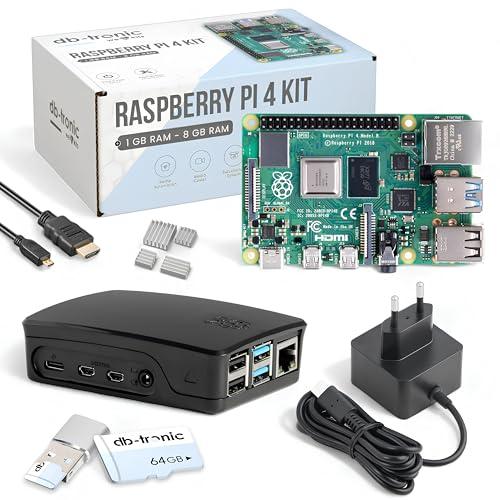 Raspberry Pi 4 2GB RAM Starter Kit Black | Alimentatore USB-C 15 W | Alloggiamento | 64 GB Edition | Cavo Micro HDMI 4k | Set dissipatore di calore