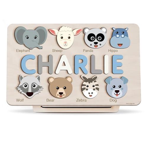 Regalo di Compleanno Personalizzato per Ragazzi e Ragazze, Puzzle Personalizzato Fatto a Mano con Nome e Animali, Regalo per Bambini, Regali di Natale, Regalo Unico per Nuovi Nati, Puzzle con Animali