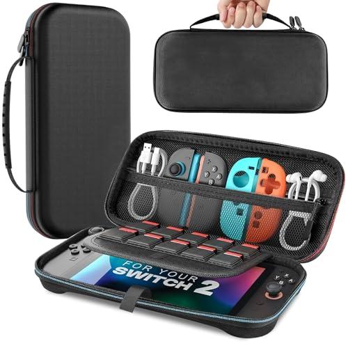Custodia Per Nintendo Switch 2 (2025), Custodia Da Viaggio Rigida Portatile Per Switch 2, Borsa Protettiva Per Giochi Con 10 Slot Per Schede Di Gioco E Tasche Per Console E Accessori, Nera