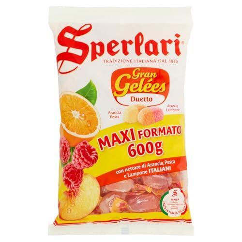 Sperlari - Caramelle Gran Gelées Assortite Duetto Frutta, Intenso Sapore di Frutta. Arancia, Pesca e Lampone, Sacchetto da 600 G