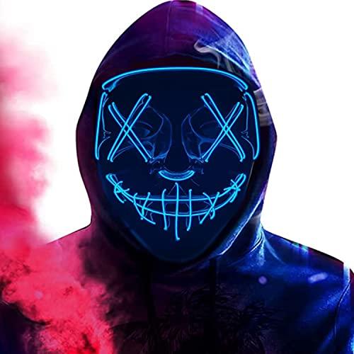 KEKECHAORAN Maschera di Halloween, Maschera di spurgo a LED, 3 modalità di lampeggiamento, per Halloween, cosplay, feste e feste, Uomini e Donne.