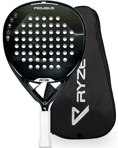 RYZE Racchetta da Padel 100% in Fibra di Carbonio - Massima Potenza + Controllo - con EVA-17 Flex - Struttura Leggera e Resistente - Padel Racchetta per Uomo e Donna - Custodia Inclusa