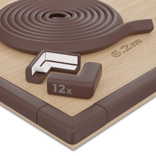 Hoffenbach Paracolpi in Schiuma 6,2m & 12x Copriangoli – Protezione per Tavolo, Letto e Mobili – Kit Sicurezza Casa per Bambini – Autoadesivi Antiurto