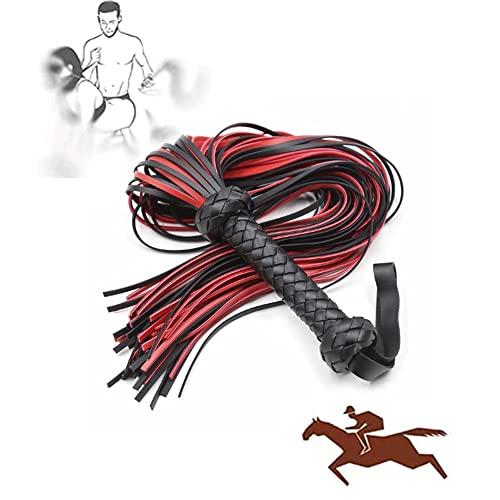 AURORAF Frusta da Equitazione in Pelle esotica Nera Rossa Frusta