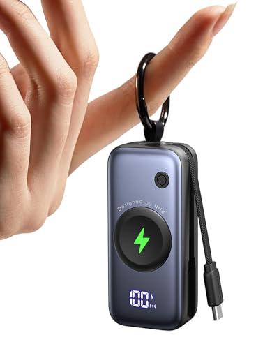 INIU Power bank, Stazione di ricarica per Apple Watch, 5000mAh 20W Powerbank per smartwatch, Caricatore Portatile con Cavo USB-C Integrato, Powerbank per Apple Watch, iPhone 17 16 15, Samsung, Xiaomi