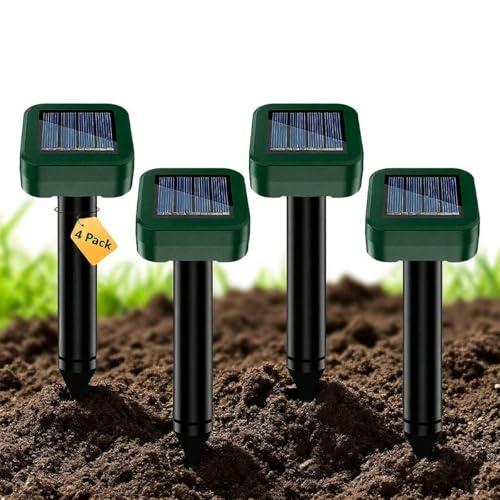 Dissuasori per Talpe, Dissuasore per talpe, Repellente di Talpe Solare per Giardino e Campeggio, Anti Topi, Serpenti IP65 ImpermeabiLe - Verde 4 PCS