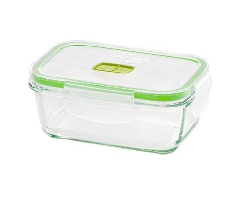 GIO'STYLE Contenitore per Alimenti in Vetro - 0,8L - Chiusura Ermetica - Rettangolare - Made in Italy - Adatto a Frigorifero, Freezer, Microonde - Linea 2 in 1 Vetro