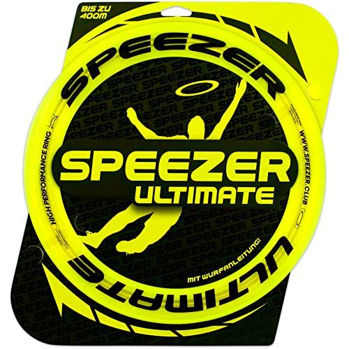 SPEEZER® Ringo da lancio giallo neon con diametro 33 cm - gioco all'aperto per bambini e adulti con portata fino a 400 m