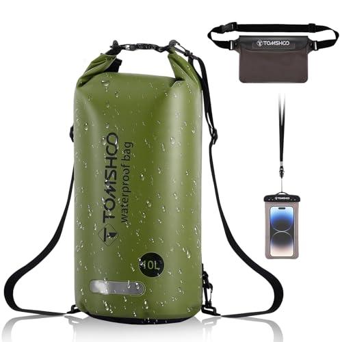 TOMSHOO Borsa Impermeabile 10L/20L Dry Bag Set Zaino Impermeabile con Marsupio Impermeabile e Custodia Impermeabile per Cellulare, Sacca Stagna per Spiaggia Kayak Nuoto Pesca Rafting Canoa Campeggio