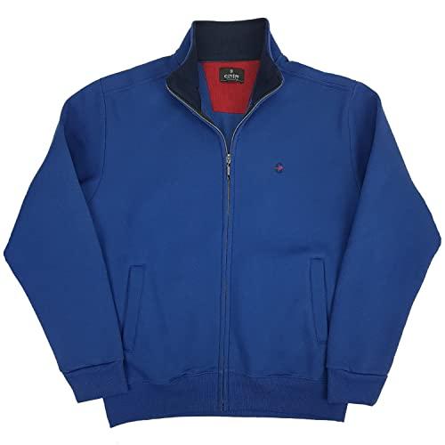 Coveri Felpa Uomo Aperta Senza Cappuccio Zip Intera Invernale Felpata con Tasche Pesante (L - Denim)