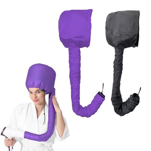 UILYNIU 2 Pezzi Nero Viola Casco Asciugacapelli Cuffia Asciugacapelli per Phon Diffusore Capelli Ricci Universale Cuffia per Condizionare in Profondità Asciugare Modellare Arricciare Capelli.