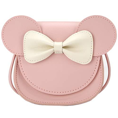 Ondeam Borsa a tracolla con fiocco per orecchie di topolino, borsa a tracolla in PU per bambini, ragazze e bambini.