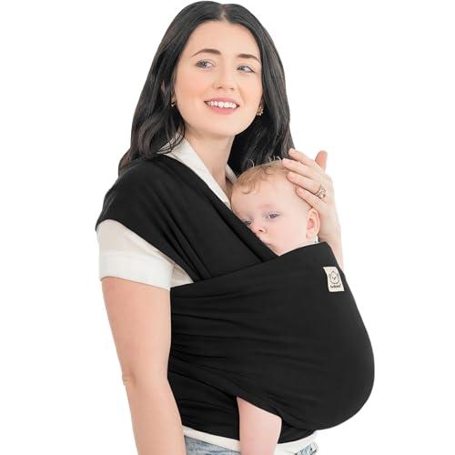 KeaBabies Baby Wrap Carrier - Tutto in 1 Original Baby Carrier Fascia da Neonato a Bambino, Facile da Indossare, Legatura Senza Mani, Leggero, Impacchi per Bambini Traspiranti (Trendy Black)