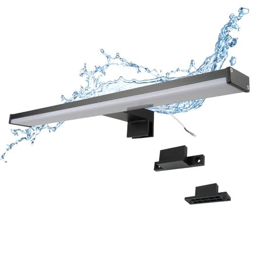Alpinaluz Applique LED da Specchio Nero per Bagno – 4000K Luce Bianca Neutra – IP44 – Struttura in Alluminio e Supporti in Policarbonato – Installazione su Specchio, Muro o Mobile (40cm 8W)