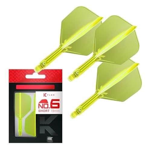 Target Darts K Flex Alette e Aste per Freccette Integrate, No.6 Giallo (Corto) | Confezione da 3 K-Flex - No.6, Kflex Aletta e Asta per Freccette Stampate in Un Unico Pezzo