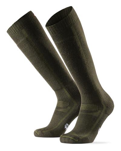 DANISH ENDURANCE Calze da Sci in Lana Merino, Termiche, Tecniche, Traspiranti, Uomo, Donna e Bambino, Verde Oliva, 43-47