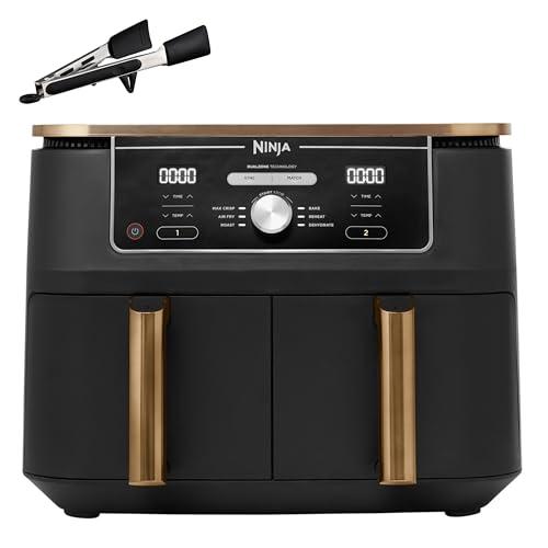Ninja Foodi Max Dual Zone Friggitrice ad Aria, 2 Cestelli Antiaderenti, 9.5L, 6 in 1, Massima Croccantezza, Senza Olio, Cottura Arrosto, al Forno, Essicazione, 8 Porzioni, Rame/Nero, AF400EUCP
