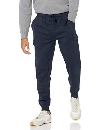 Amazon Essentials Pantaloni Cargo Sportivi per Jogging in Pile vestibilità Comoda Uomo, Blu Marino, L