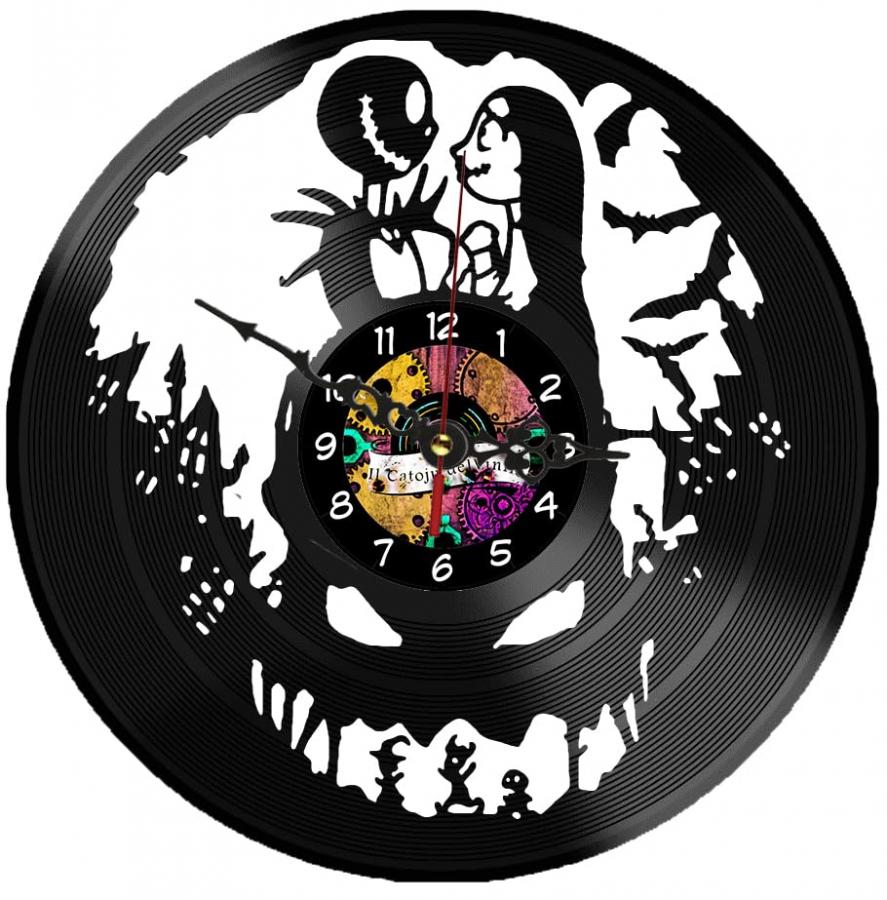 Orologio in Vinile - Nightmare Before Christmas, orologio con meccanismo silenzioso, orologio regalo per natale, orologio jack scheletron, orologio halloween, orologio zucca, orologio 30cm