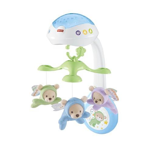 Fisher-Price - La Giostrina Degli Orsetti, giostrina motorizzata con la proiezione di luci stellate e tre modalità sonore calmanti, segue le fasi di crescita del bambino, per bimbi da 0+ mesi, CDN41