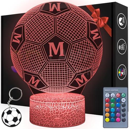 Magiclux Luce Notturna Milano Calcio per Bambini, Regali Calcio per Milan Tifoso, Telecomando 16 Cambia Colore Dimmerabile, Lampada da Scrivania Calcio per Camera dei Bambini