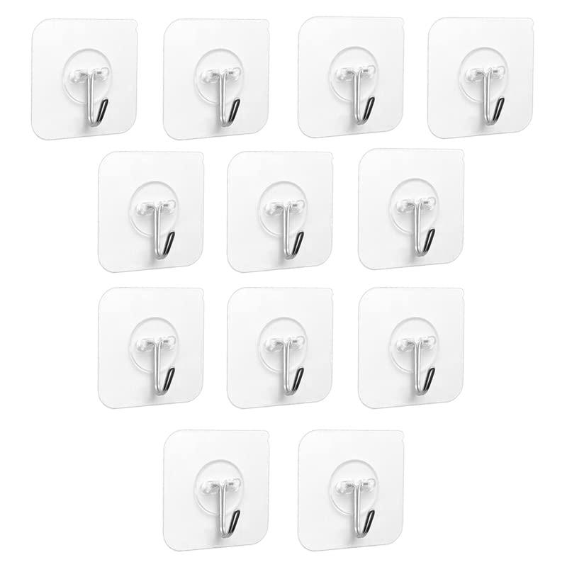 Gancio Adesivo - 6 pezzi Autoadesivi Ganci Adesivi Trasparenti 5 kg (max), per Bagno, Cucina, Soffitto, Appendere, Parete, Porta, Accappatoi, Portasciugamani